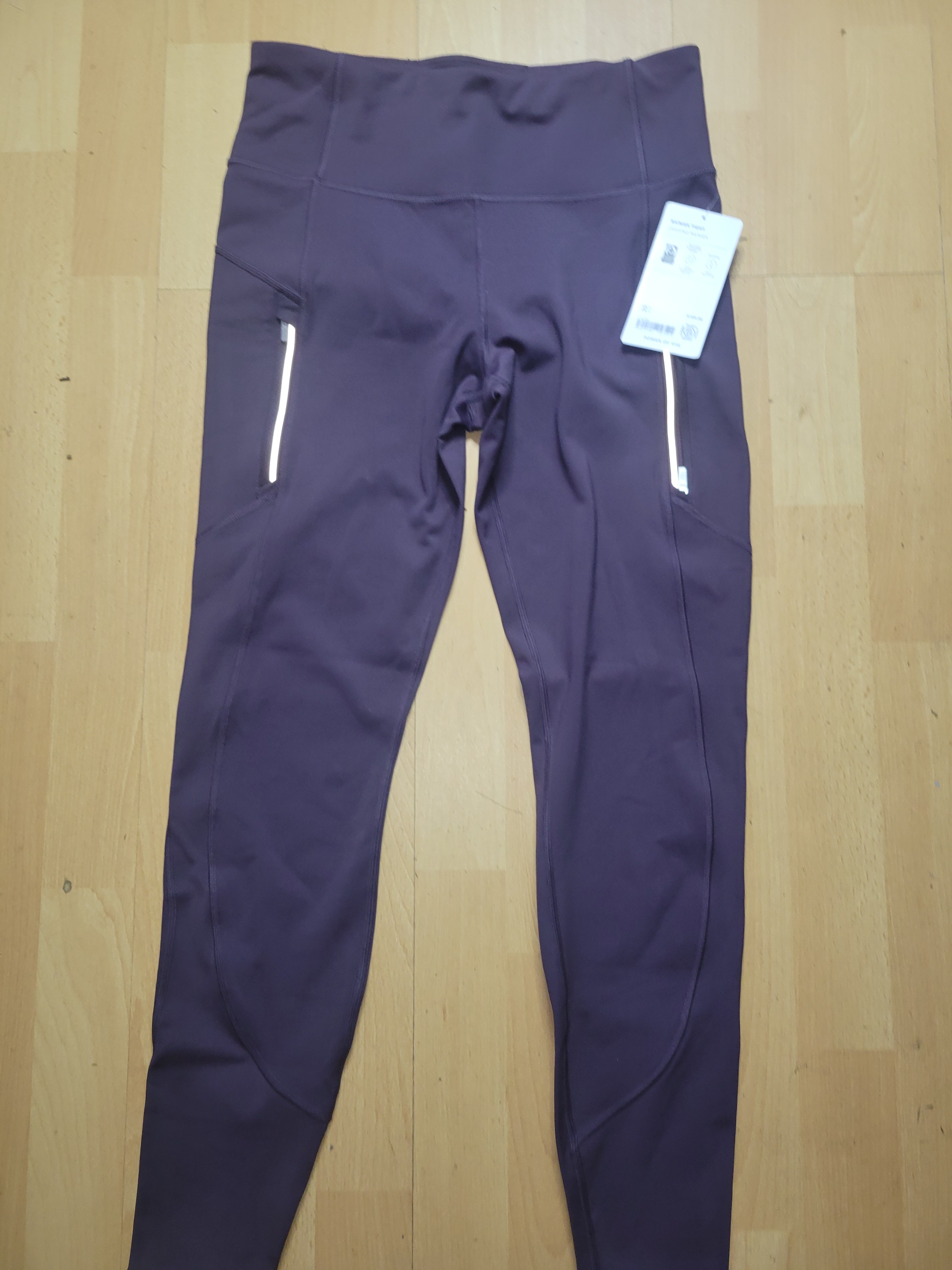 Athleta Deep Plum High-Rise Leggings With Zip Pockets